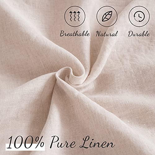 Atlinia Linen Fitted Sheets Bedding - 100% Linen Fitted Sheet 15 Inch Deep Pocket Linen Bed Sheets Mattress Cover Soft Breathable French Linen Flax Home Bed Farmhouse (Queen Size Natural) #TOP1