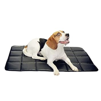 KOZI PET PVC Cotton Inside Luxurious Durable Waterproof High-Density Indoor/Outdoor Travel Crate Mat for Puppy/Cats/Dog, Black (Small)