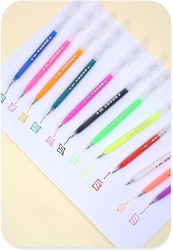 Miniatura 6 de Katutude Juego de bolígrafos de tinta de gelatina brillante 3D, paquete de 6 bolígrafos de gel fluorescentes con purpurina coloreada, bolígrafos de