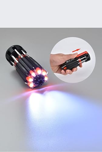 Destornillador multiusos portátil,Juego de destornilladores multifunción 8 en 1 con luz de trabajo,Herramienta de reparación de antorchas LED 6
