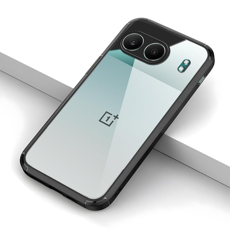 Image of Mr. Case Transparent case with Silicone Frame Back Cover for OnePlus Nord 4 5G | Shockproof Transparent Hard Back Shockproof Bumper - Transparent (Black Border)