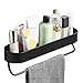 Mensola da Doccia, Scaffale in Alluminio con Portasciugamani, Porta Oggetti da Bagno a Parete, Mensola per doccia da bagno, Mensola da Bagno, Per Bagno, Cucina, Balcone, Nero