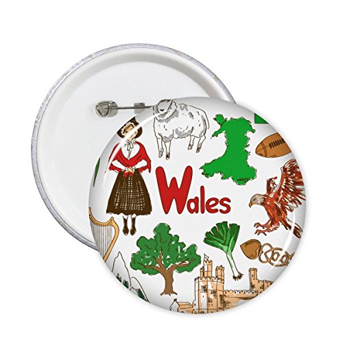 Badge rond Pays de Galles idée cadeau souvenir touristique 5Pcs