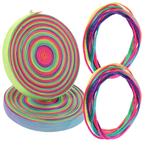 BESTOMZ Cuerdas Elásticas para Saltar Fitness Multicolor 4 Piezas (2 Bandas Anchas 6m 2 Cuerdas 1,6m) Banda Elástica Resistente para Ejercicio al Aire Libre y Juegos Infantiles