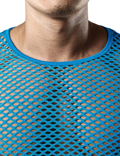 JOGAL Men's Mesh Fishnet Fitted Short Sleeve Muscle Top4