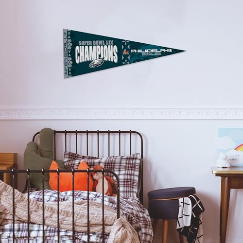 Image of Rico Industries NFL Football Philadelphia Eagles 2025 Super Bowl Champs 12 inch x 30 inch Felt Wall Decor Pennant - Great for Home /Bed Room /Man Cave Decor