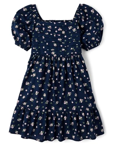 The Children's Place,Girls,Short Sleeve Everday Dresses,Tidal Floral Pleated,Large