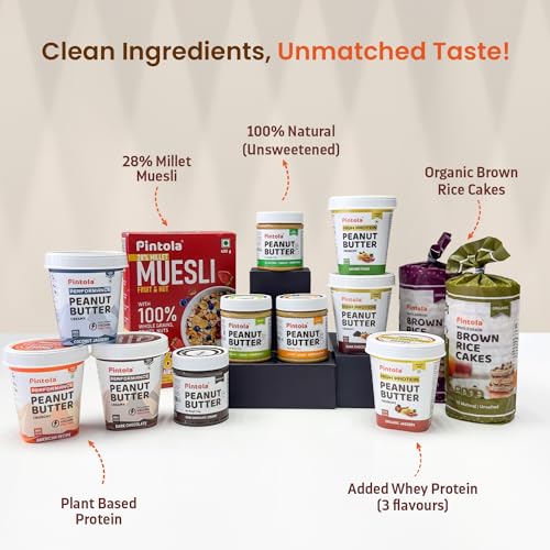 Image of Pintola Dark Chocolate Performance Series Peanut Butter (Creamy) - 510g | Added Plant Protein | 26% Protein | High Protein & Source of Fiber (Pack of 2)