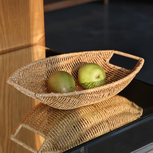 Plateau à pain à bonbons en rotin et panier de rangement tissé pour table et bureau
