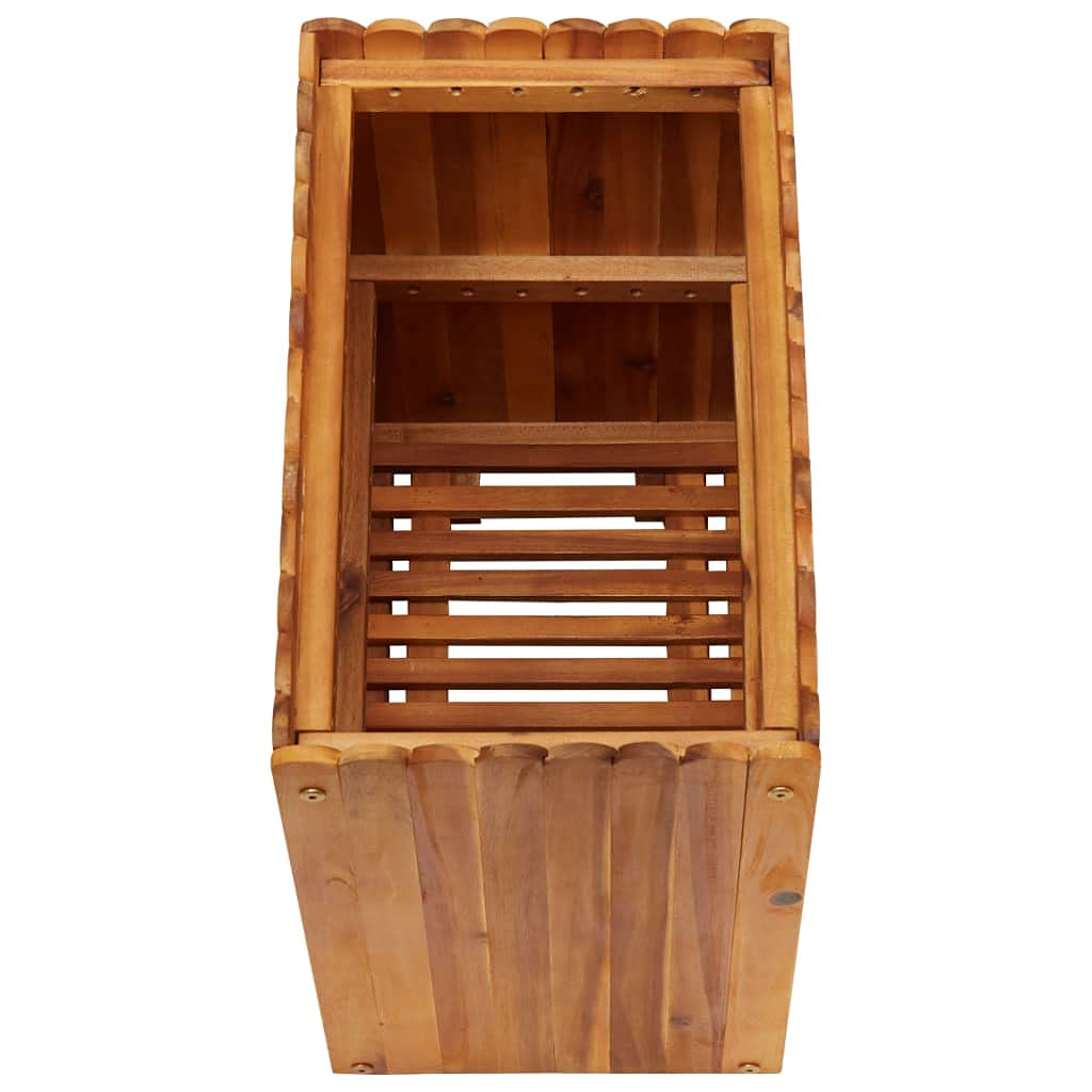 Garten-Hochbeet 50x30x50 cm aus massivem Akazienholz geölt, rustikales Pflanzkübel Design mit Lattendesign, wetterfestes Pflanzgefäße für Balkon Terrasse und kleine Flächen
