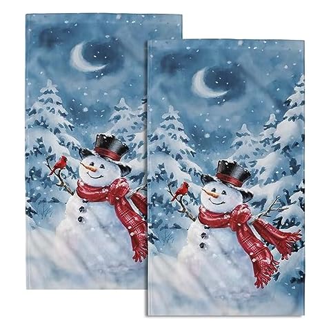 Blue Snowman Hand Towels Set of 2 Cover
