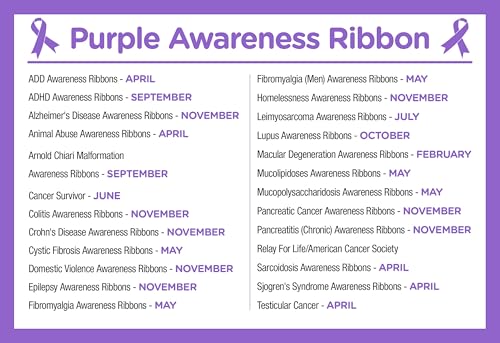 1/2/5/10/25/50pcs purple ribbon awareness pins – for alzheimer’s, domestic violence, epilepsy, pancreatic cancer, lupus, crohn’s disease - perfect for support groups, gift giving and fundraising4
