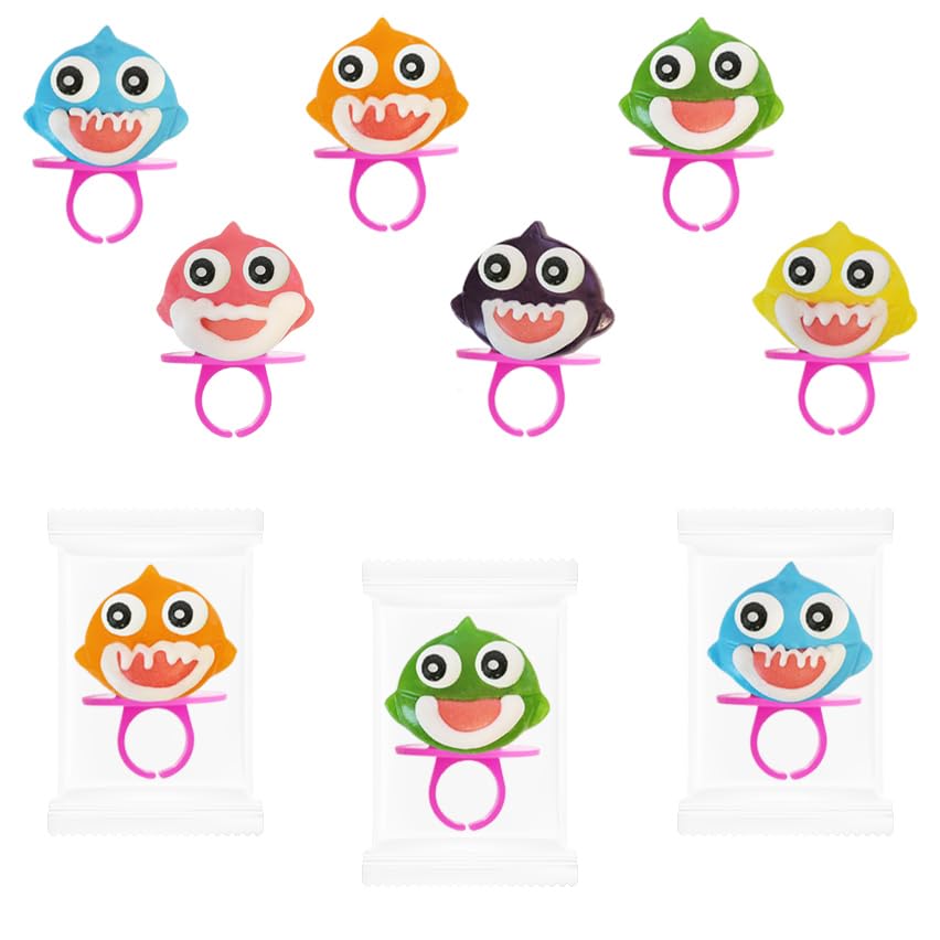 Miniatura 2 de Fruidles Baby Shark Candy Rings Suckers, sin grasa, envueltos individualmente (paquete de 12)
