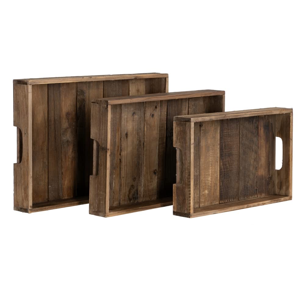 Plateaux en bois avec poignées ergonomiques pour service stable lot de 3