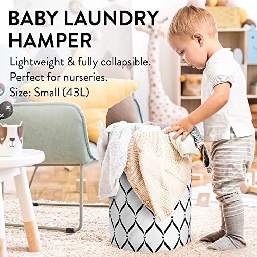 Glampers-Collapsible-Laundry-Baskets-Clothes-Hampers-for-Laundry-Cotton-Linen-Laundry-Bin-w-Waterproof-Lining-and-Drawstring-Black-Diamond-Medium