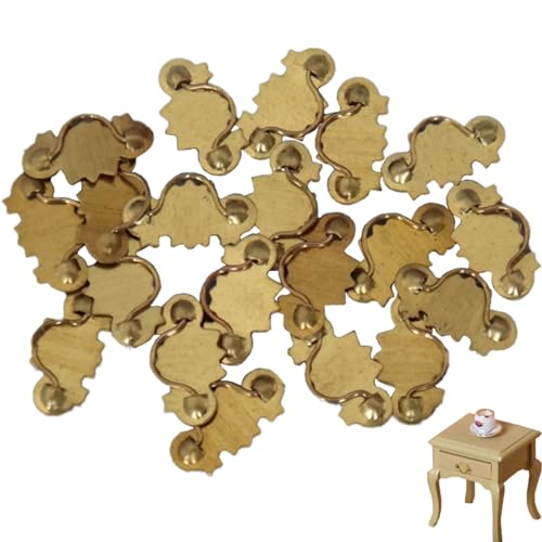 SaltByelif Furniture Mini Drawer Pulls 20PCS 1:12 Scale Dollhouse Mini Drawer Knobs Metal Golden Small Drawer Knobs Miniature Handle for Cabinet Table Stand Drawers for Dollhouse Accessories