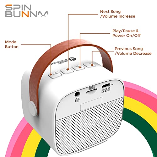 Image of Just Corseca Spin Bunny Karaoke Portable Speaker | with Wireless Mic | 2 * 5W Speakers | Rich and Full-Bodied Sound | Bluetooth connectivity, TF Card Support, and Aux Support (White)