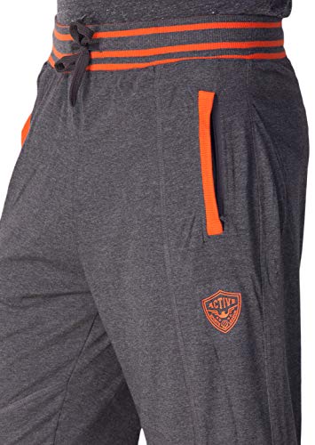 Image of ONN Men's Supreme Cotton Rich Fabric Track Pant |Relaxed Jogger for Men |Ribbed Color Broad Waistband with Drawstring | Vertical Contrast Ribbed Zippered Pockets|OA757
