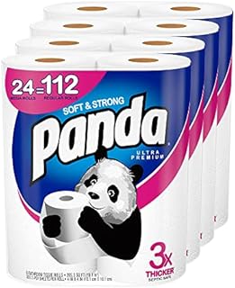 Panda Premium Soft & Strong Toilet Paper | Mega Rolls | Septic-Safe | Eco-Friendly | 24 Rolls