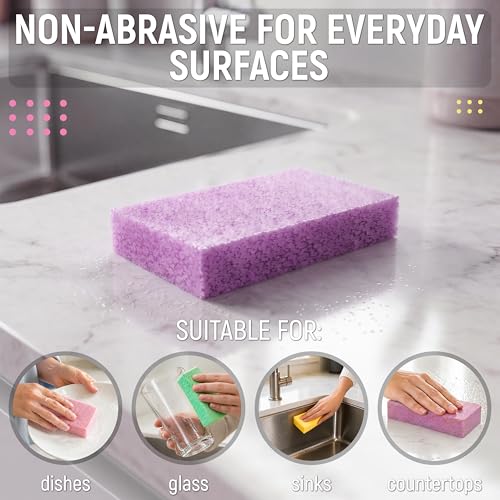 Image of PVA Household Cleaning Sponges, Cleaning Water Absorbent Sponge for Glass, Countertops, Bathroom, Kitchen, Walls, Baseboards, Car, Non Abrasive Long Use Multipurpose Sponge, 4 Pack, 4 Colors