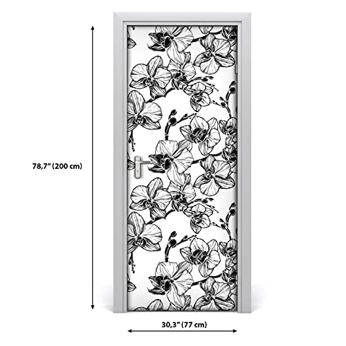 Décoration pour la porte papier peint orchidées repositionnable - 3