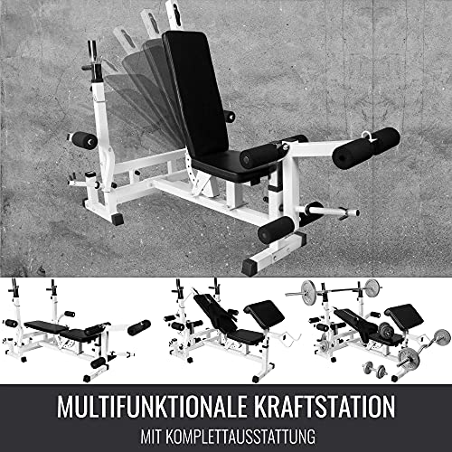 GORILLA SPORTS® Kraftstation - inkl. Hantelset 100kg, mit Hantelablage, Latzug, Butterfly und Beincurl, Verstellbar… – Bild 5