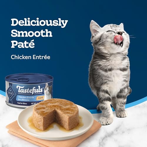 Image of Blue Buffalo Tastefuls Wet Food for Kittens, Made with Natural Ingredients, Chicken Pate Entree, 3oz Cans, 4Pack Trial Size