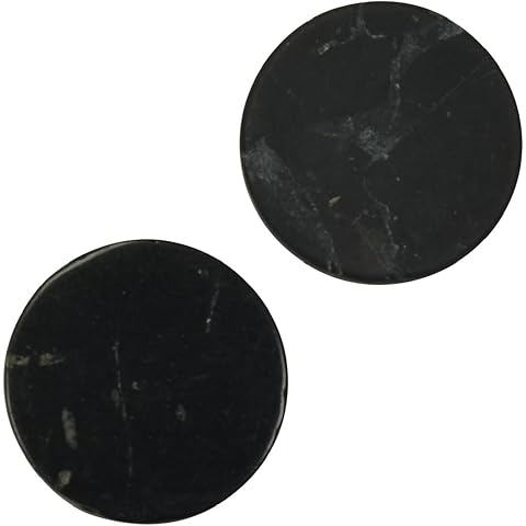 2 pcs Shungite Stickers Set Round 20mm Polished and Unpolished, 1 of each, for Cell...