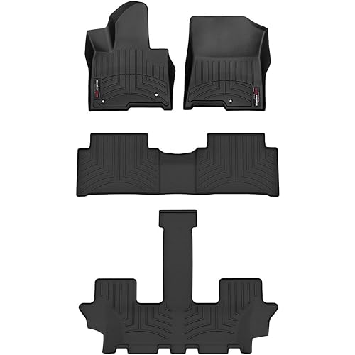 WeatherTech Custom Fit FloorLiners for Kia Sorento Hybrid, Sorento Plug-in Hybrid, Full Set (441654-1-2-4416503), Black