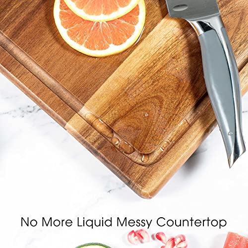 Jf James.f Large Acacia Wood Cutting Board 16X12 Inch, 1 Inch Thick Hardwood Cutting Board With Juice Groove Wooden Chopping Board For Kitchen #TOP3