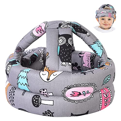 TORASO Baby Helmet, Baby Infant Head Helmet for Crawling, Head Cushion Bumper Bonnet, Soft Headguard for Toddler Learning to Walk, Gray Forest (1)
