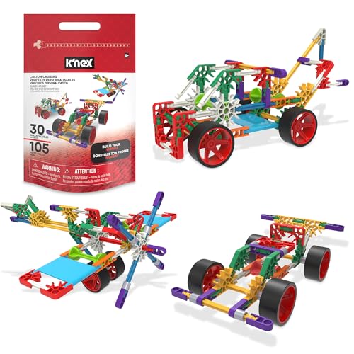 Basic Fun K'NEX Custom Cruisers – Construye 30 Modelos Diferentes con Bolsa de Almacenamiento – Juego Stem para niños Desde 7 años