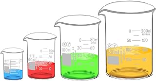 Glass Beakers Set Borosilicate Graduated Measuring Low Form Glass Beaker 4 Sizes 10ml 50ml 100ml 250ml