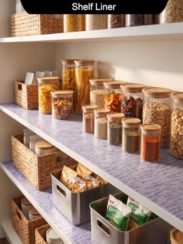 Image of Porslin Premium Non-Adhesive Kitchen Shelf Drawer Liner (45cm x 5m) Waterproof, Non-Slip, Washable, BPA-Free PEVA Mat Roll for Cabinets, Fridge, Wardrobe, Cupboards & Dressers (Modern Pattern) SL11