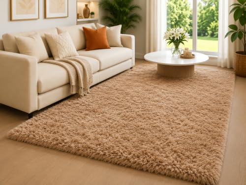 Image of Shaggy Carpet 3x5 Ft for Living Room & Bedroom (Gold)