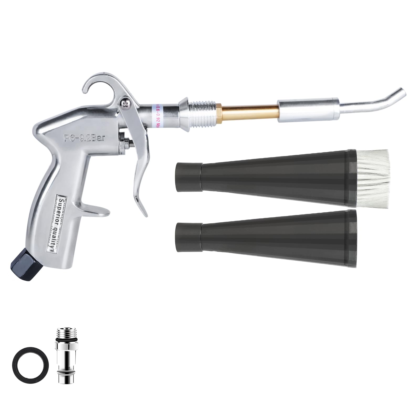 CPROSP High Pressure Car Interior Spraying Washing Gun with 2 Set Nozzle Sprayer, Tornado Bow Out Tool with Removable Air Fitting for Cleaning and Air Drying Auto Surfaces, Metall Tube