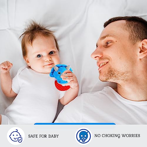 Wristy Buddy Dinosaur Baby Teether For Pain Relief | 100% Food-Grade Silicone Teether For 3+ Months Babies | Freezer Safe & Machine Washable Baby Teething Toys Serve As Perfect Baby Shower Gift #TOP5