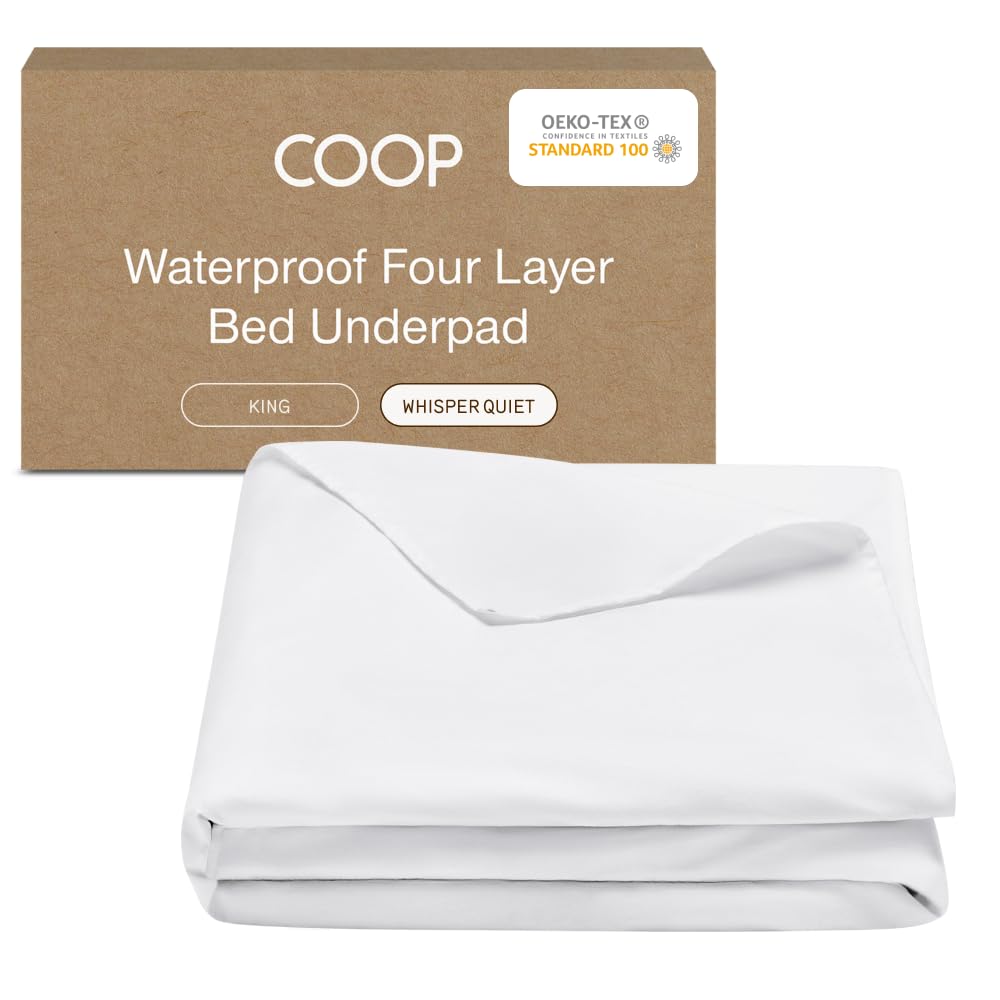 Coop Home GoodsWaterproof Four Layer Bed Underpad for Incontinence, King, Washable Mattress Pad, Reusable Waterproof Mattress Cover, Bed Pads for Adults, Seniors, Children, Pets, King (78x39.5)