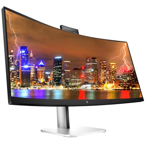 Image of HP Series 5 Pro 34-inch 534pm Curved 2K WQHD 1440P Conferencing Monitor, 2-Pack - Webcam, Mic, Speaker, DisplayPort, USB Hub, Daisy Chain Bundled with Desk Mount Stand & USB-C Multiport G5 Dock