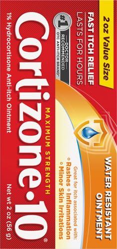 Cortizone 10 Maximum Strength Water Resistant Anti-Itch Ointment, 1% Hydrocortisone, 2 oz.