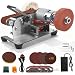 Mini Belt Sander, Electric Bench Grinder 7 Adjustable Speed, Electric Electric Belt Sanding Machine with Grinding Wheel Polishing Wheel & 10pc 120#/320#/600#/800#/1000# Sanding Beltsand