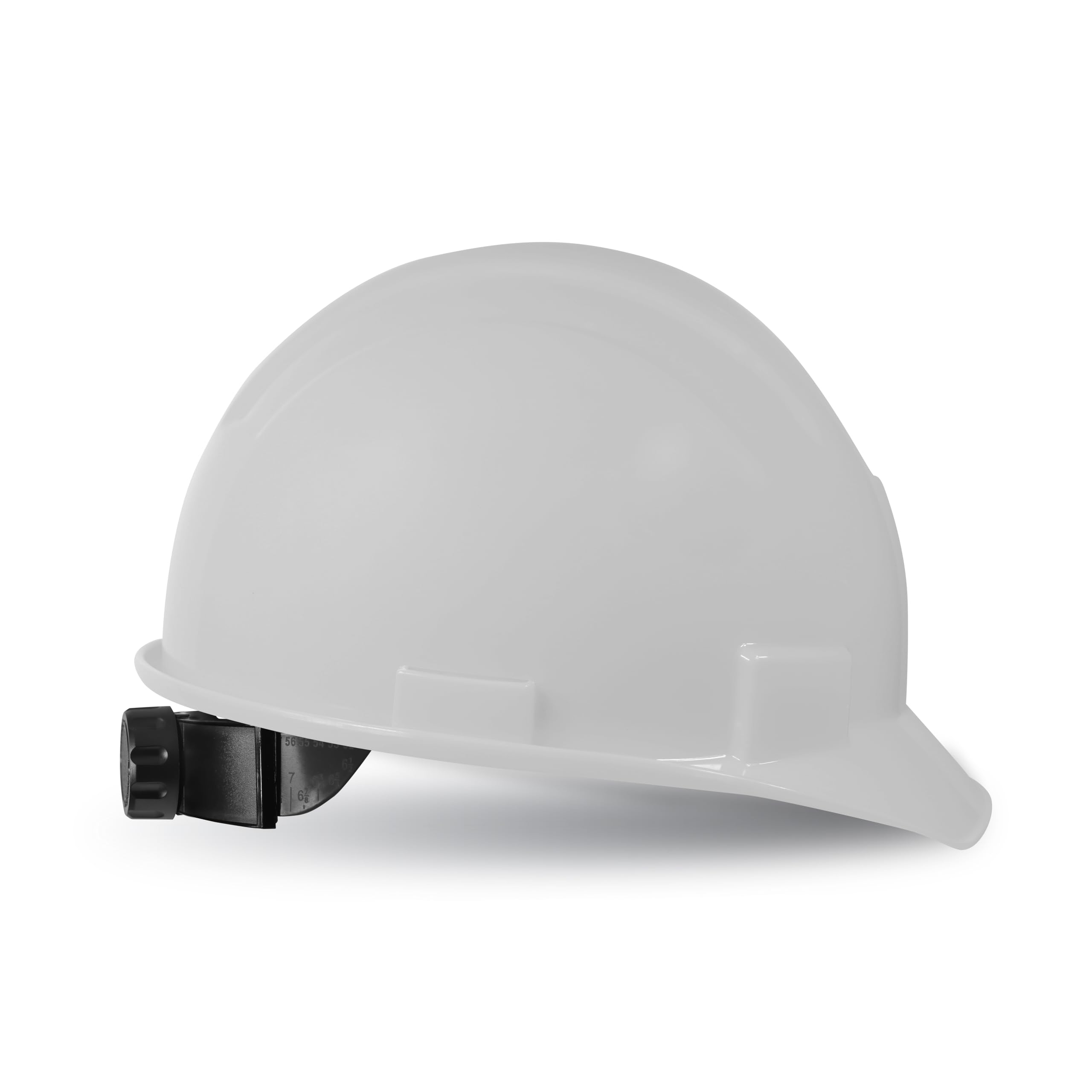 GE Casco duro, estilo de gorra sin ventilación, clase G y E, blanco, banda acolchada que absorbe el sudor, sistema de trinquete de 4 puntos, ranuras para orejeras, alta resistencia a los impactos,