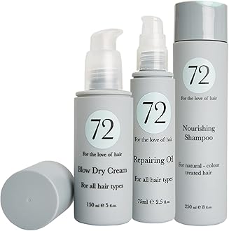 72 Hair Nourishing Collection, Sulphate Free Nourishing Shampoo, Blow Dry Cream and Hair Repair Oil (Nourishing Collection)