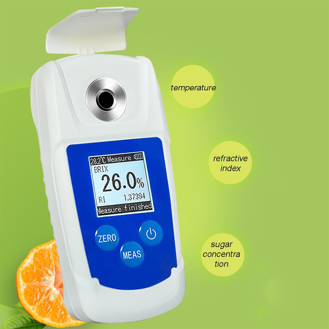 Refractómetro Digital Brix, Refractómetro De Miel 0‑32/55%, Compensación De Temperatura, Visualización De Temperatura/índice De Refracción/concentración De Azúcar, Para Bebidas De Jugo De Frutas\