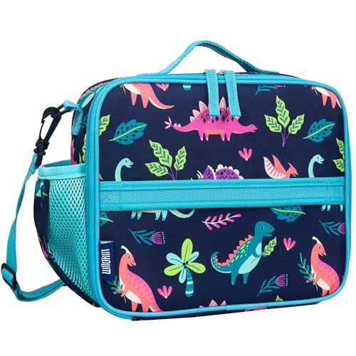 Image of Wildkin Kids ECO rPET Insulated Lunch Box - Keeps Food Hot or Cold, Easy-Clean Lining, Mesh Pockets & BPA-Free - Boys & Girls, Ideal for School, Travel & Daycare - Dino Pals