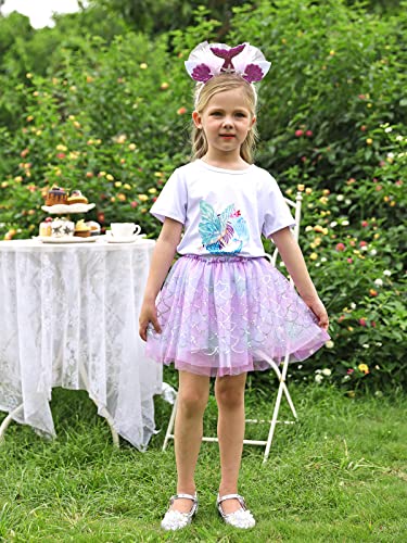 Amzbarley Girls Mermaid Tutu Tulle Skirts Sequins Birthday Wedding Party Princess Dresses Holiday Casual School Performance Clothes Size 5-6 Years #TOP1