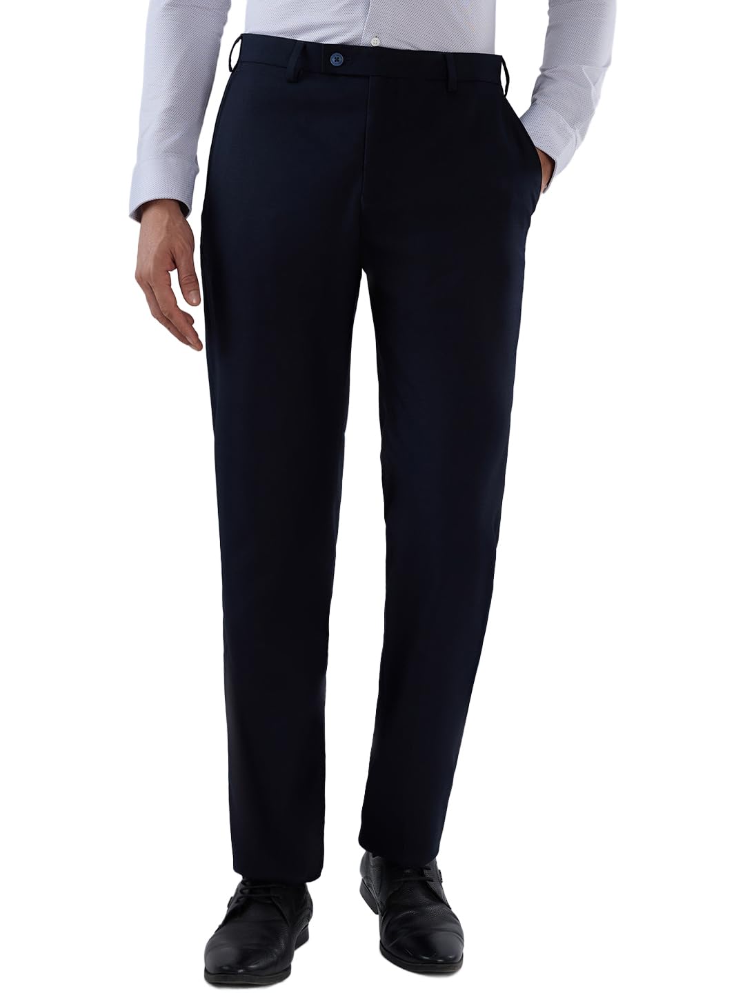 park avenue Men Regular Fit Solid Pattern Polyester Blend Flat Front Formal Trouser-picture-26