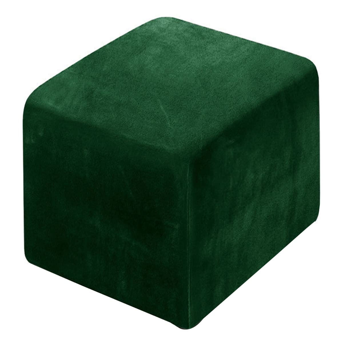XGANGM Velvet Ottoman Cover Square Small/Medium/Large Ottoman Slipcover Stretch Footstool Cover for Wingback Chair/Sofa Leather Storage Footstool,dark green,XXL