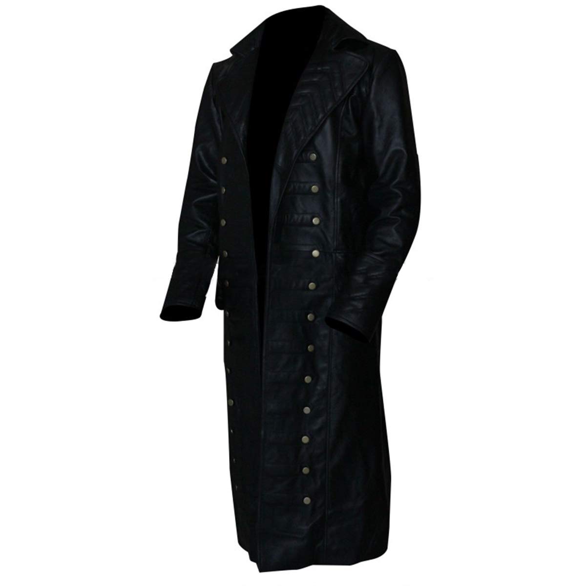 Fashion_First Disfraz de Pirata de Halloween para Hombre, colección de Ropa de Piel/Lana Negro D1 Black Pirate Coat Real Leather 3XL