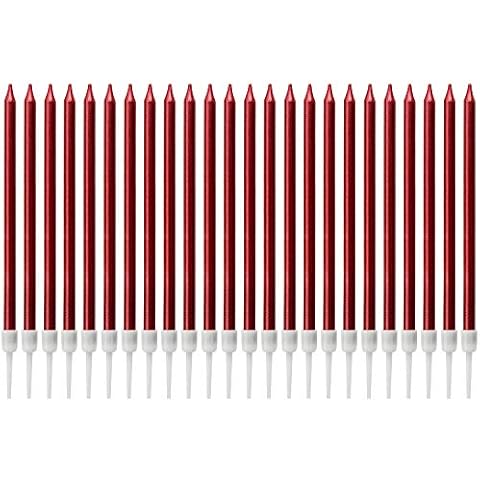 LUTER Long Red Birthday Candles with Holder Cover
